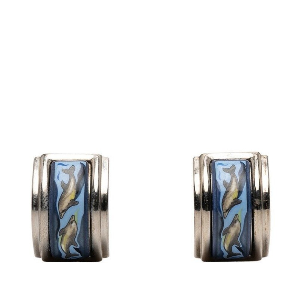 Hermes Email Enamel Metal Earrings Multicolor
